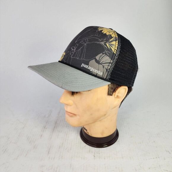 Patagonia Duckbill Gray Floral SnapBack Trucker Hat Mesh Back Outdoor Hat Cap